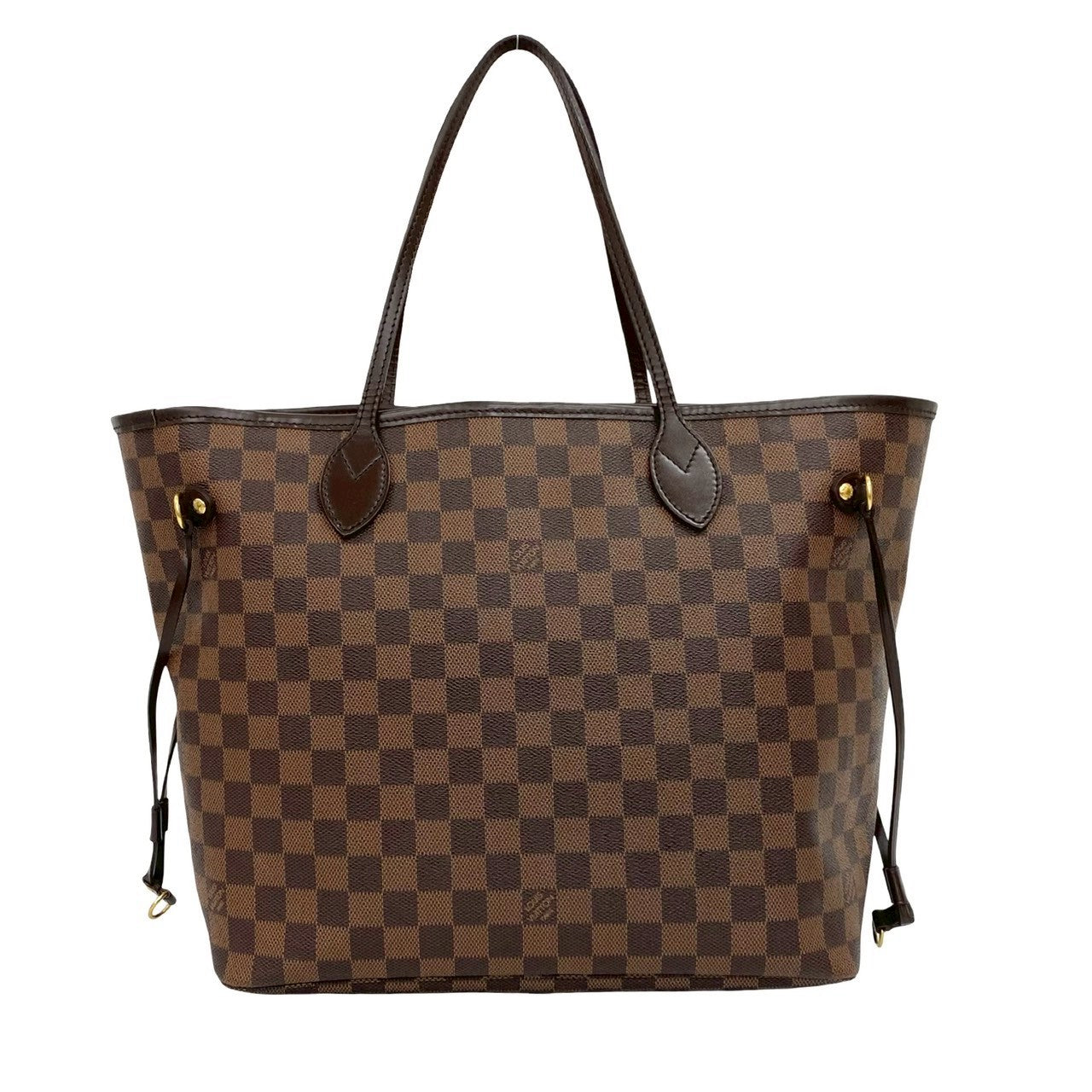 LOUIS VUITTON Tote Bag leather Brown Damier Neverfull MM