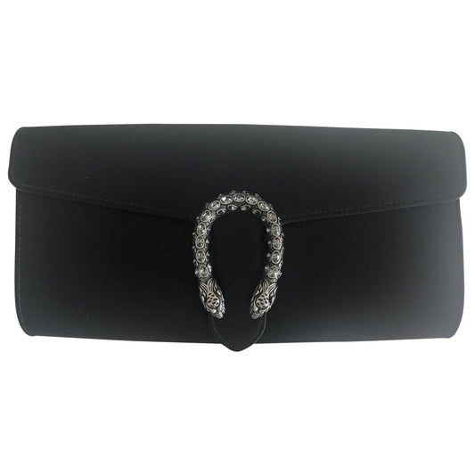 Gucci dionysus black silk clutch bag