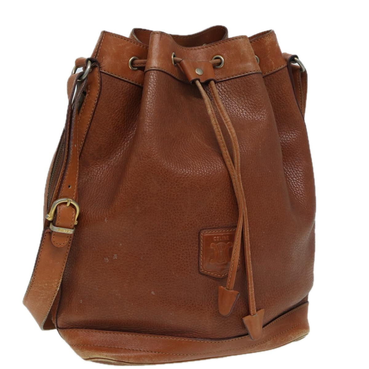 Luxury CELINE Shoulder Bag Leather Brown  83325
