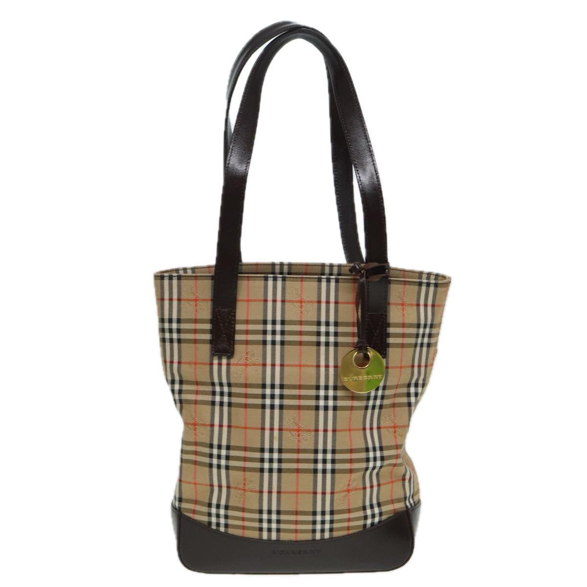 Luxury Burberry Nova Check Tote Bag Canvas Beige Auth 83420