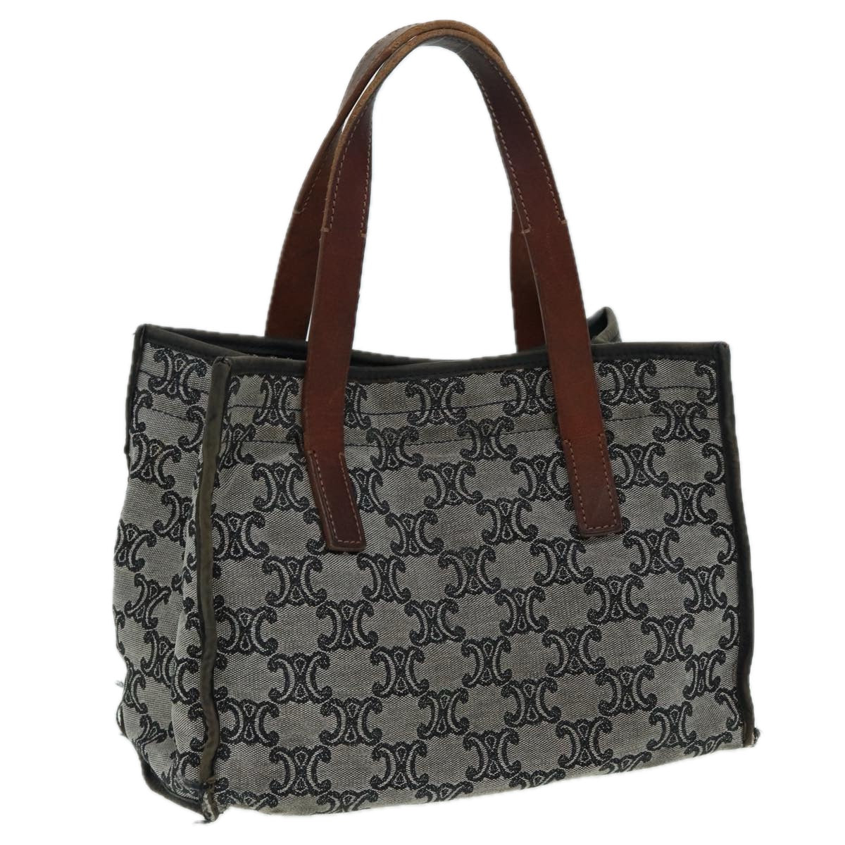 Luxury CELINE Paris Macadam Canvas Hand Bag Gray  83427