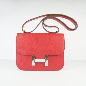 Luxury Hermes Constance Cowskin Leather Bag H017 red silver