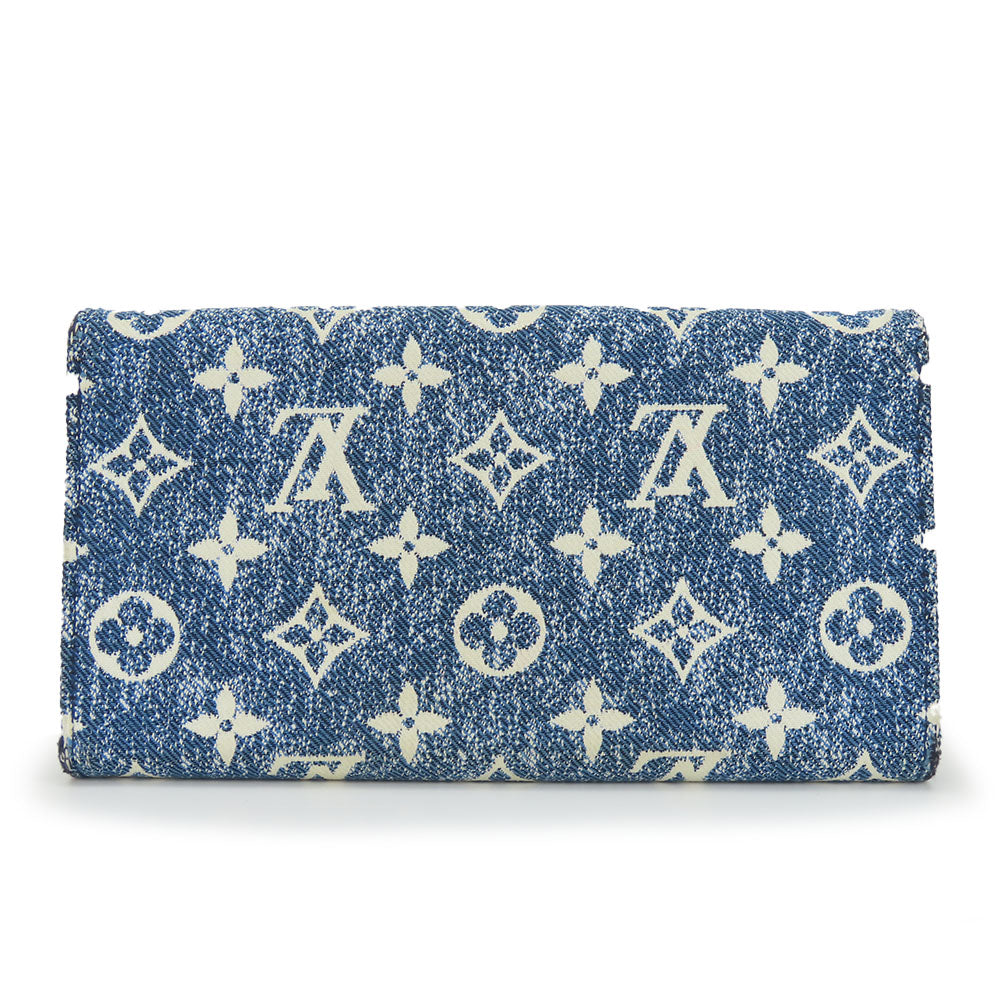 LOUIS VUITTON Long Wallet Purse M81183 Monogram, Jacquard Denim Marine Portefeuille Sarah Women