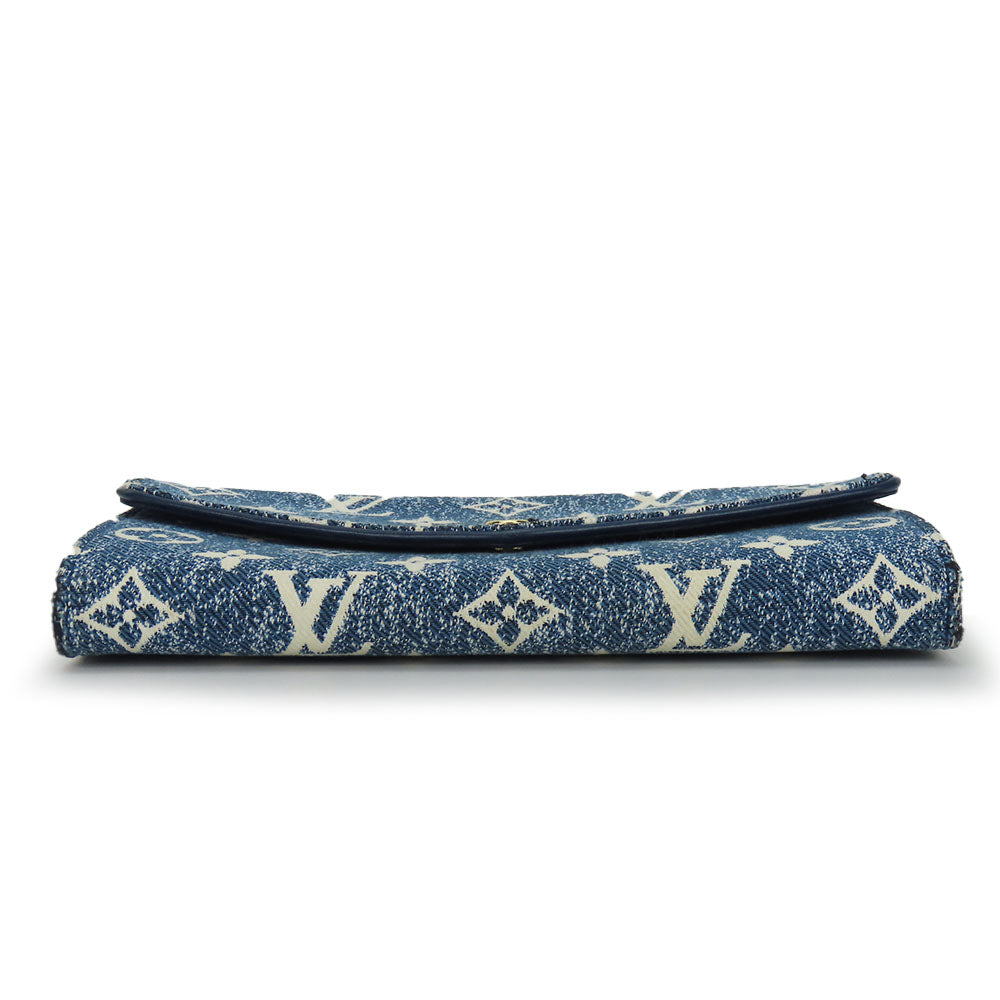 LOUIS VUITTON Long Wallet Purse M81183 Monogram, Jacquard Denim Marine Portefeuille Sarah Women
