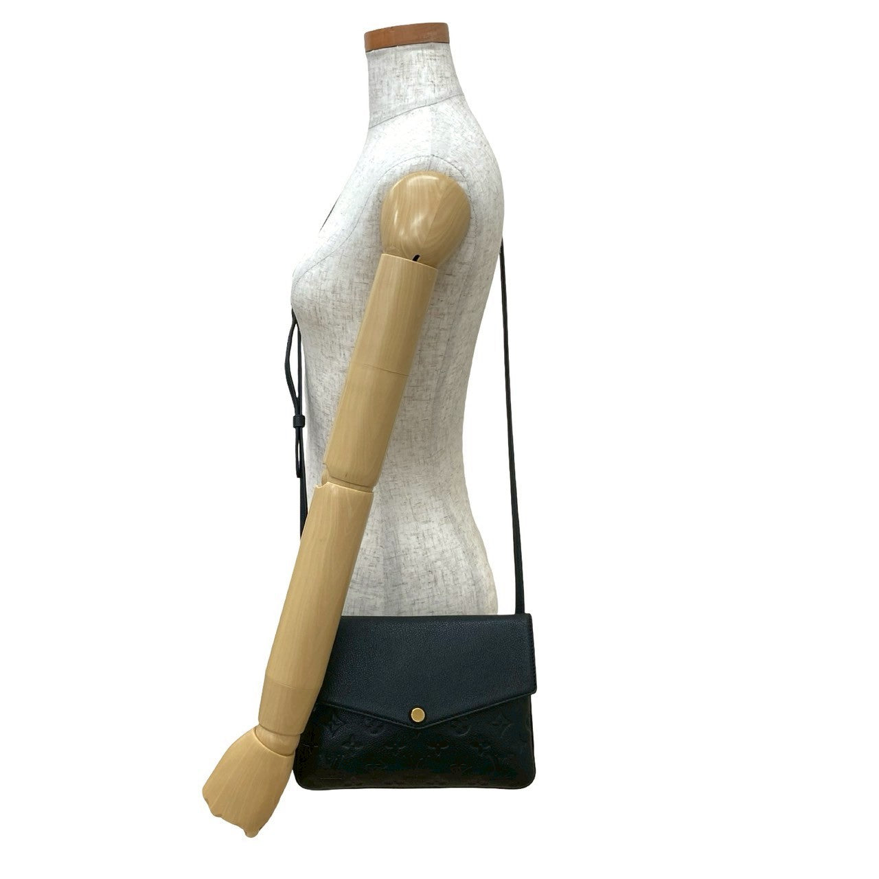 LOUIS VUITTON Shoulder Bag leather black Monogram Ann Platt Twice