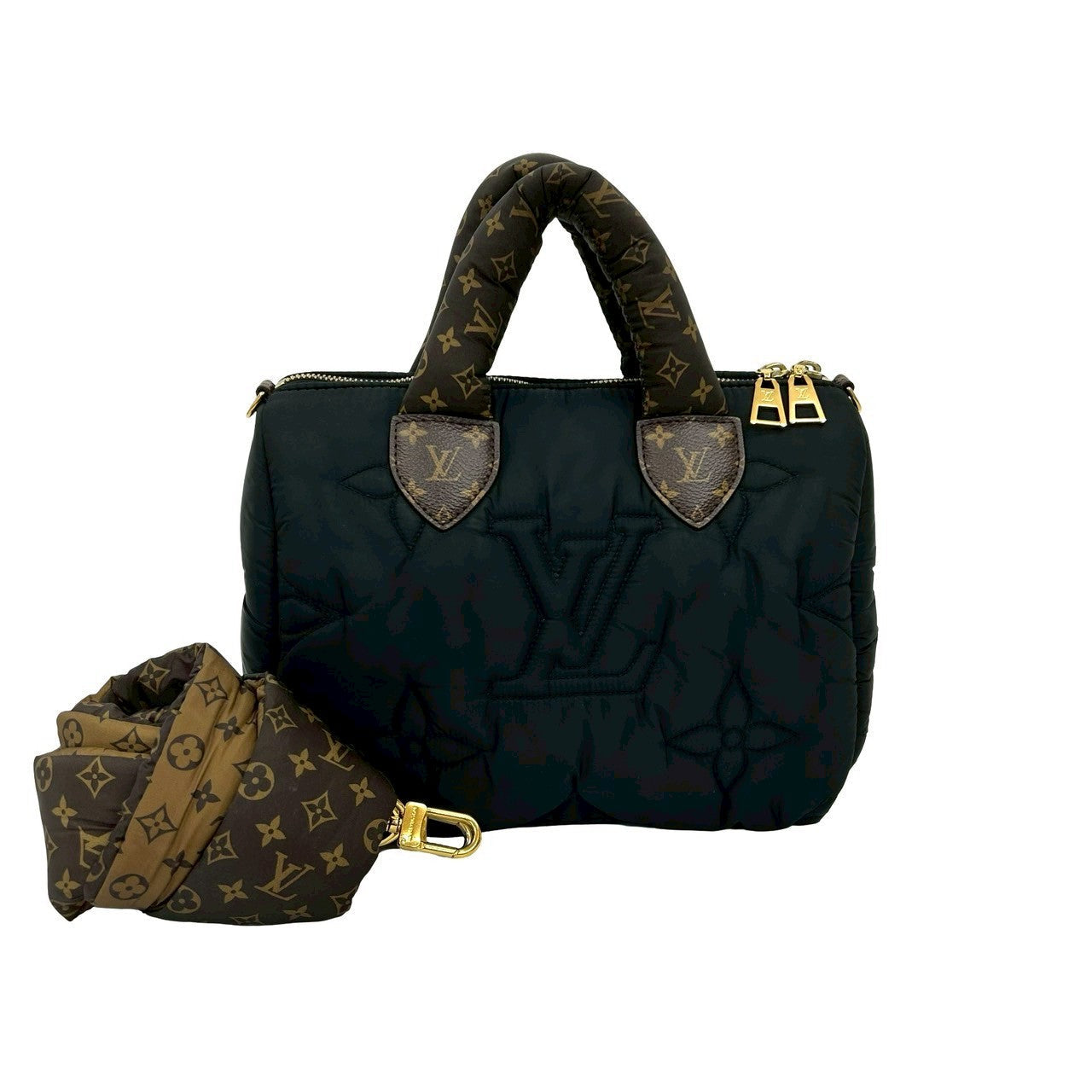 LOUIS VUITTON Shoulder Bag Nylon black monogram LV pillow Speedy bandouliere 25