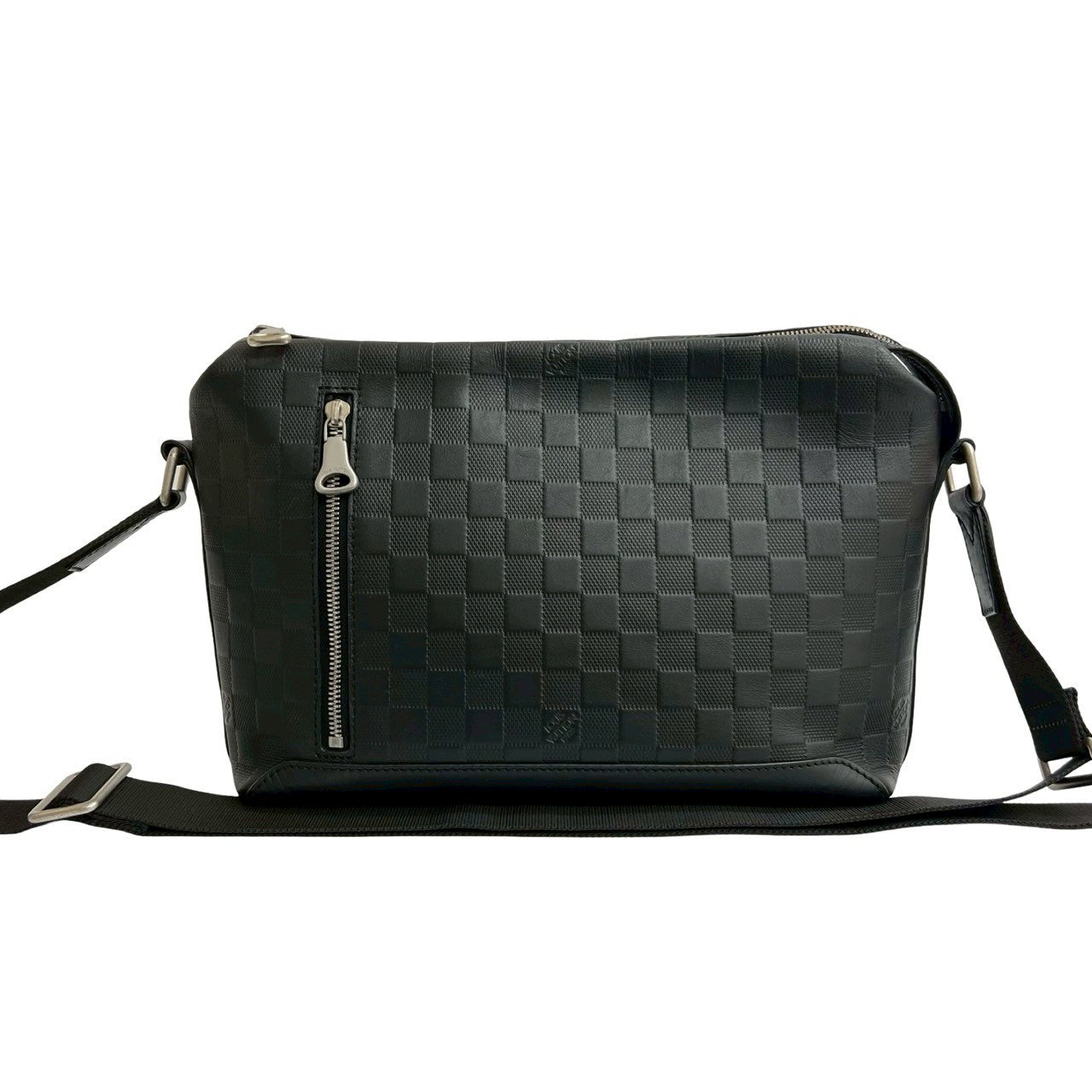 LOUIS VUITTON Shoulder Bag leather black Damier Anfini Discovery Messenger PM