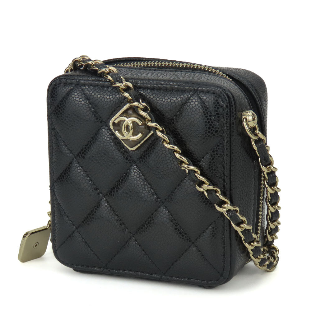 Chanel Leather Shoulder Bag Black Mini Classic Flap
