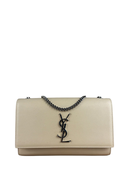 Saint Laurent Kate Grain De Poudre Chain Bag Beige
