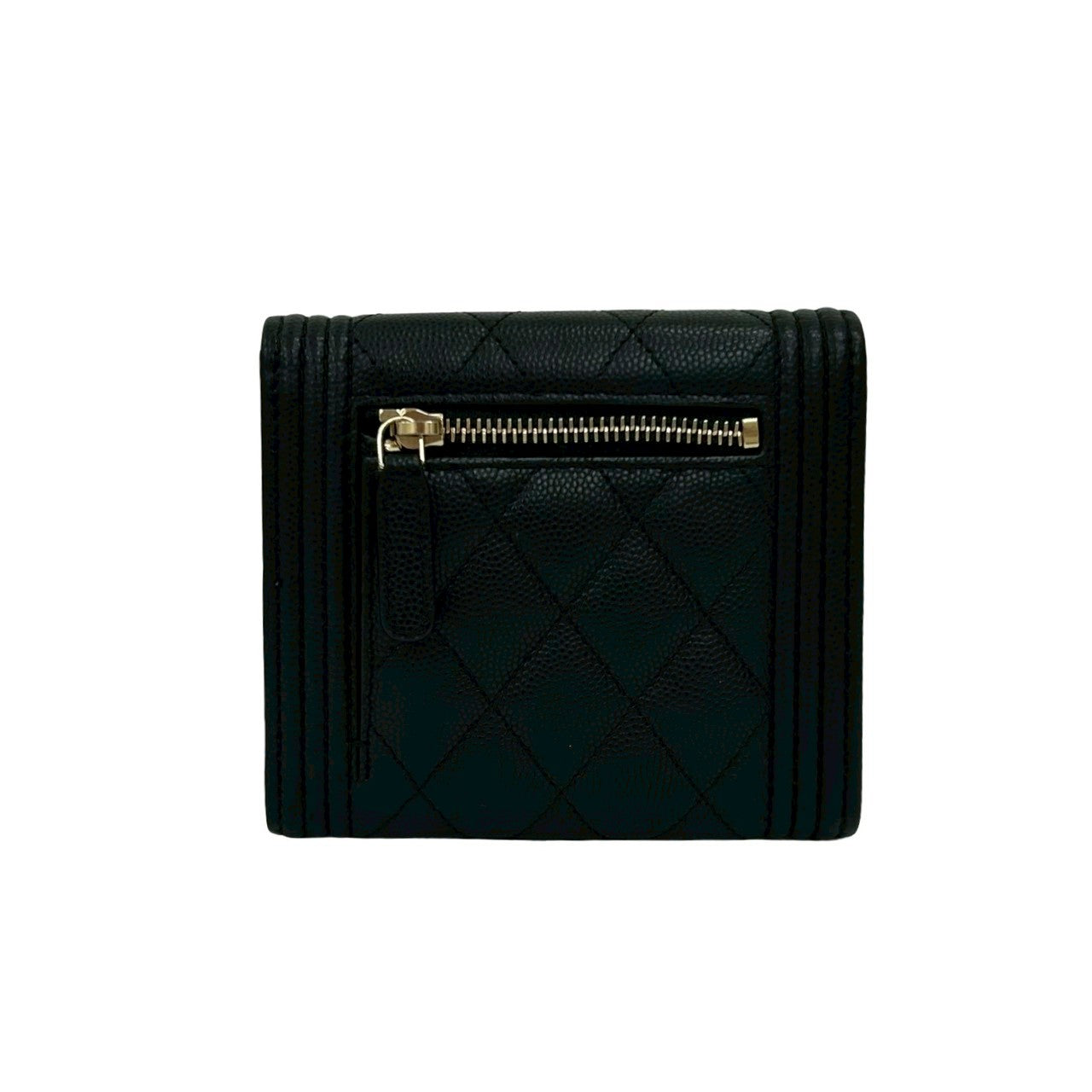 CHANEL Tri-fold wallet Matt caviar skin black Matrasse Boy chanel