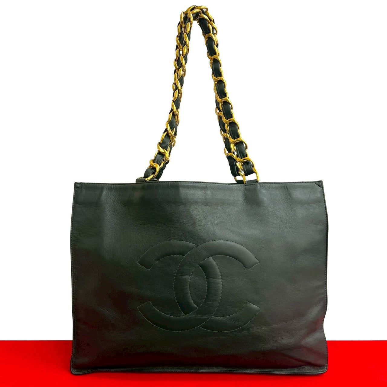 CHANEL Tote Bag lambskin green
