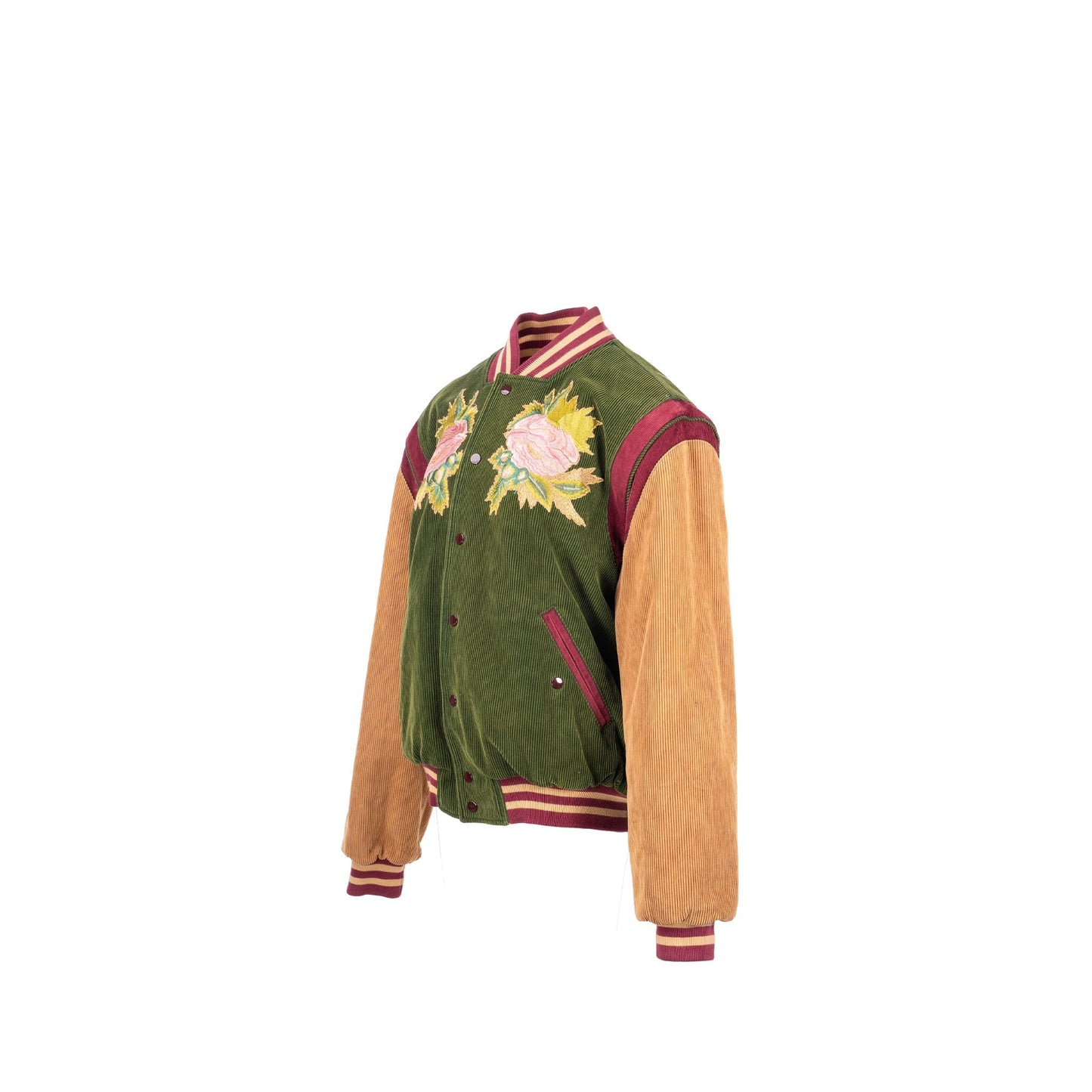 GUCCI Size 48 Embroidered Corduroy ?Modern Future? Bomber Jacket Cotton Multicolour