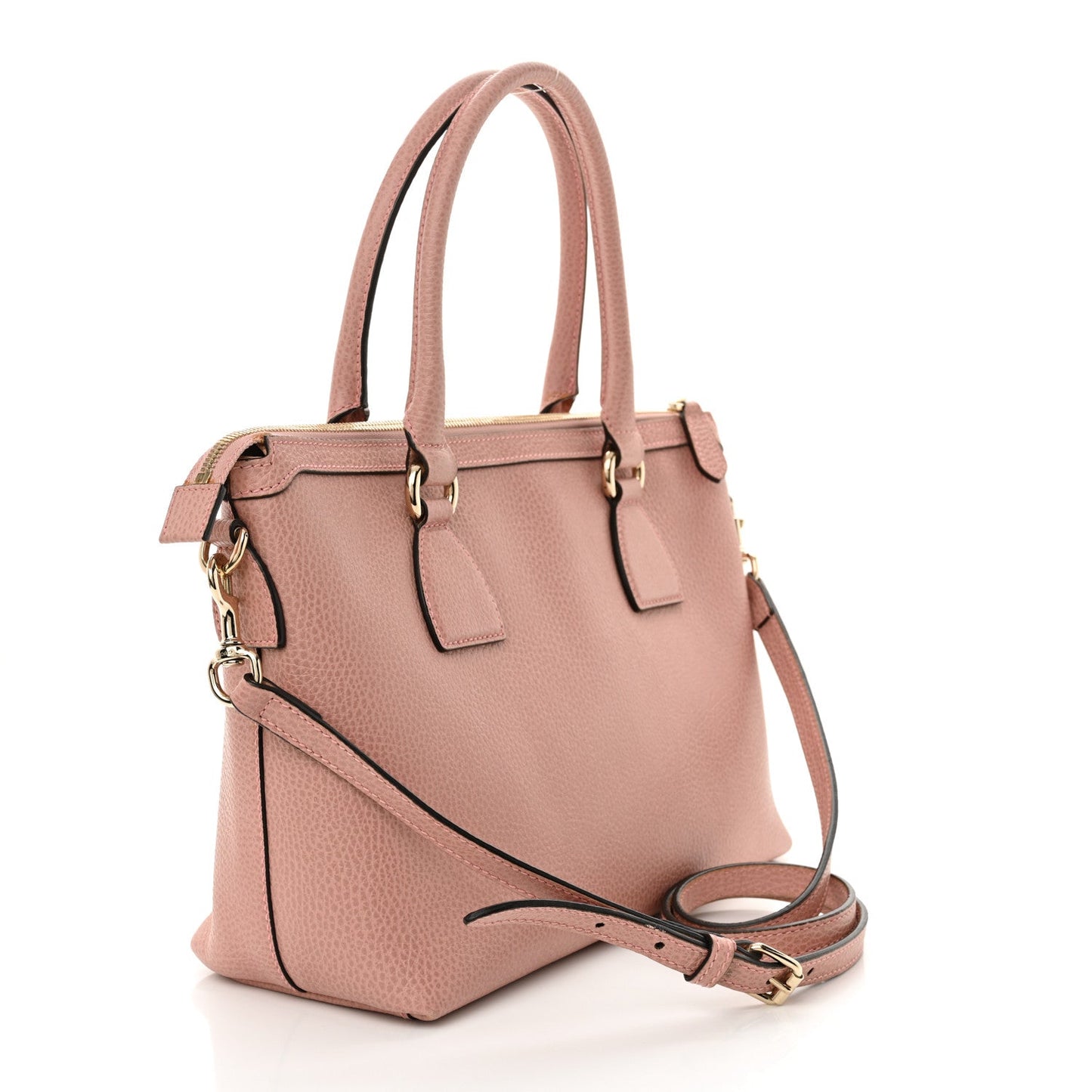 Gucci Dollar Calfskin GG Charm Satchel Soft Pink