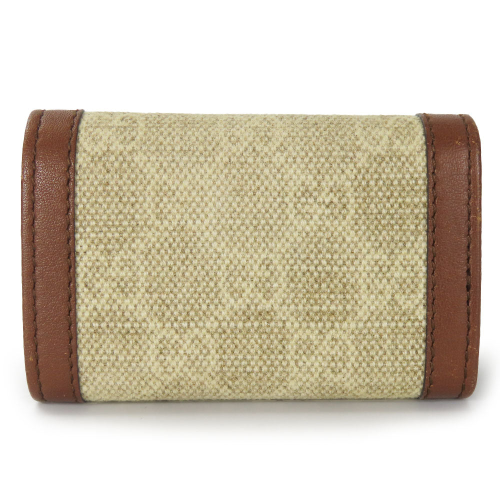 GUCCI Key case Key holder  282432 GG Canvas, Calfskin beige Interlocking Women