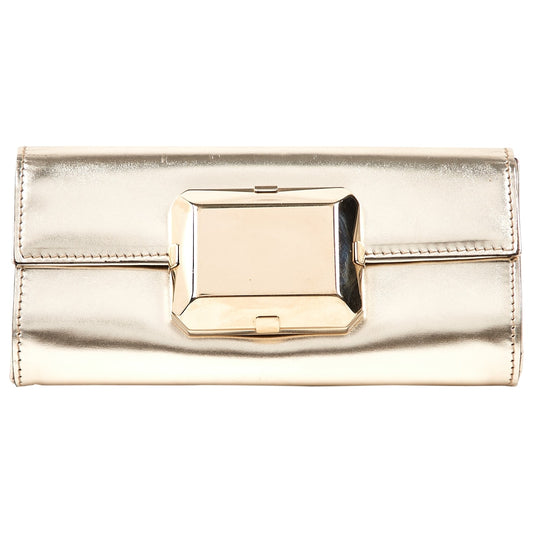 Gucci gold leather clutch bag