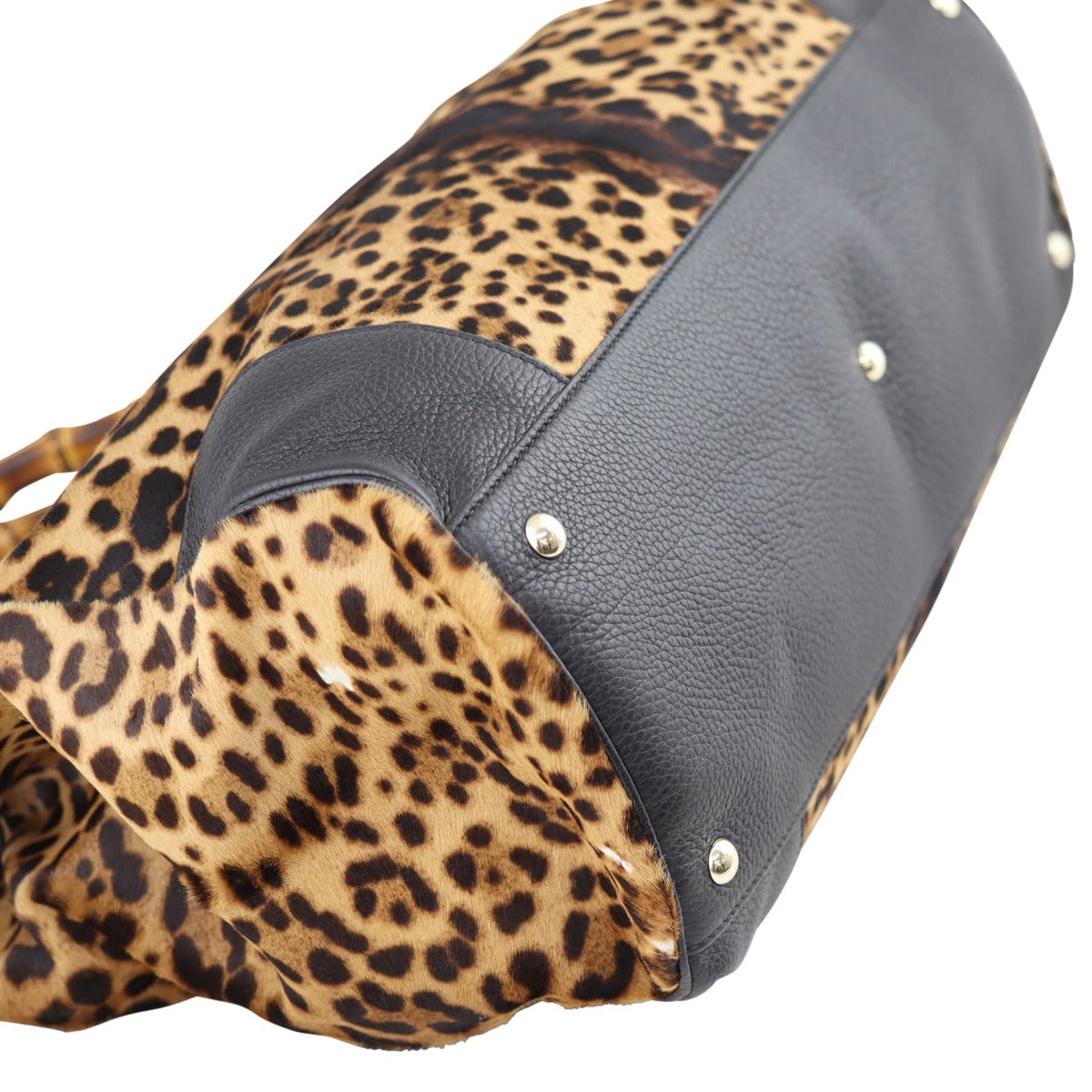 Gucci Bamboo Calf Hair Leopard Shopper Tote Large
