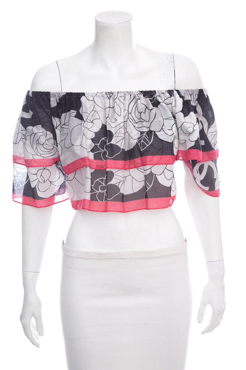 Chanel Black & White Off Shoulder Blo  SZ 38
