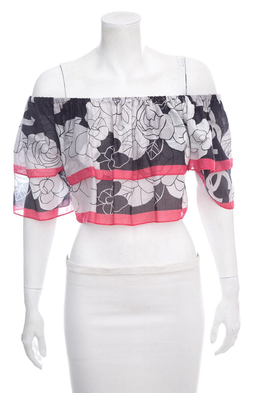 Chanel Black & White Off Shoulder Blo  SZ 38