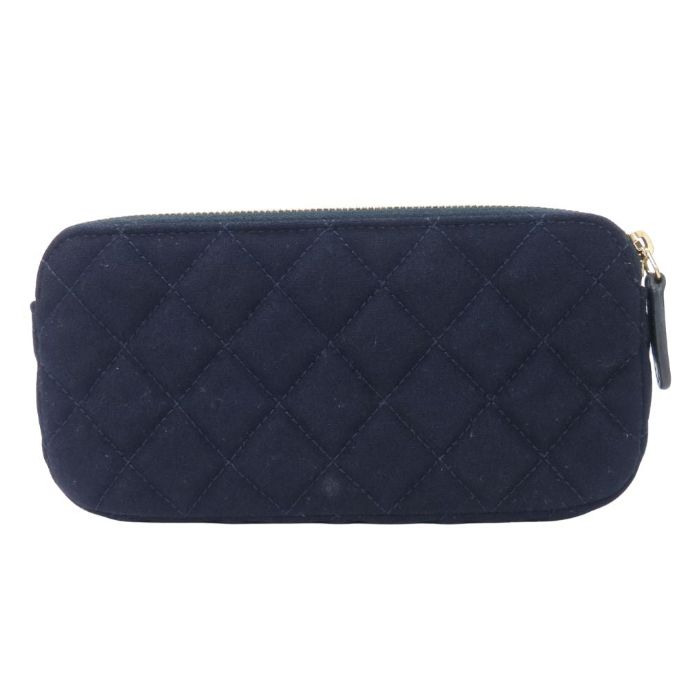 CHANEL Shoulder Bag Cotton, Leather Navy Marin Women