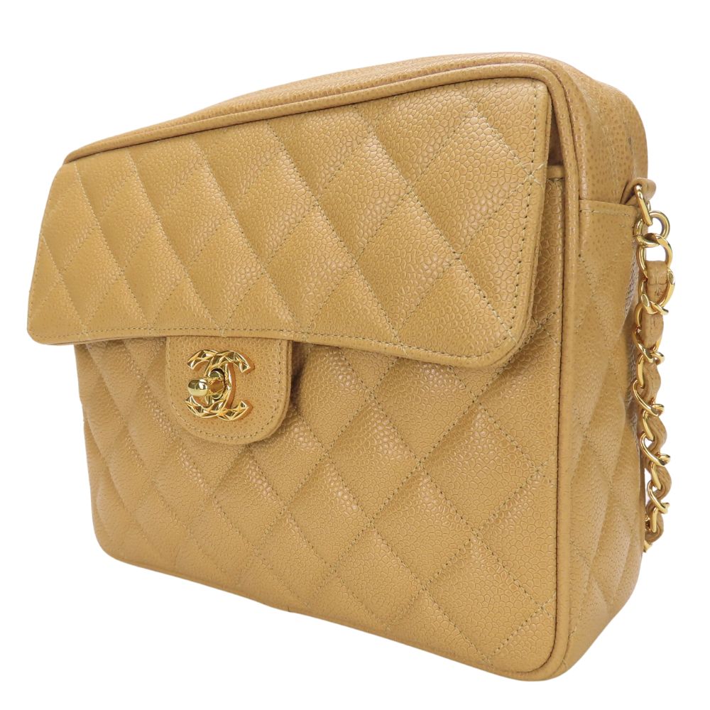 CHANEL Shoulder Bag Caviar skin beige Matrasse