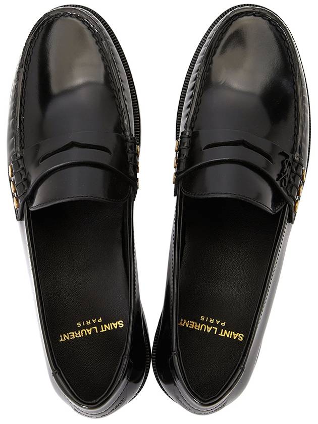Luxury Saint Laurent Trending 2025 Monogram Penny Leather Loafer Black