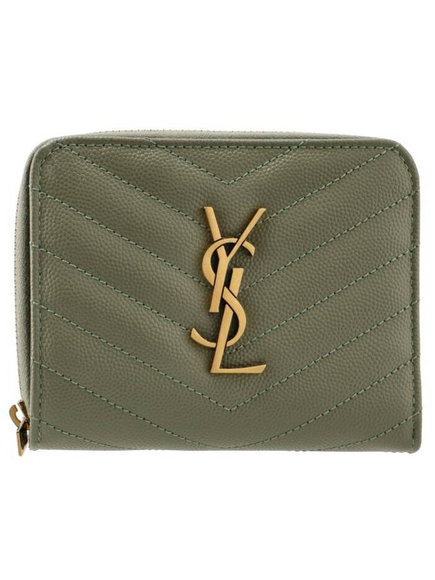 Luxury Saint Laurent Trending 2025 Monogram Compact Zipper Half Wallet Green