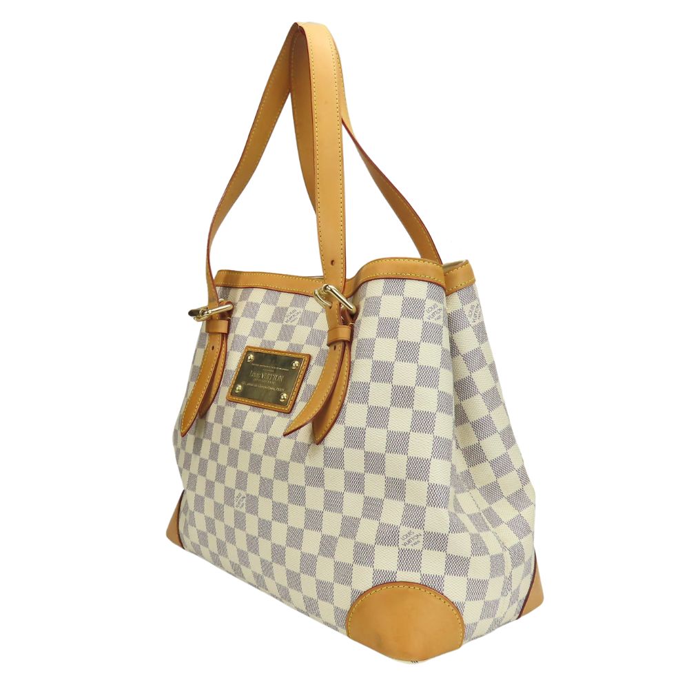 LOUIS VUITTON Tote Bag N51206 Damier Azur, Tanned Leather white HamsteadMM Women