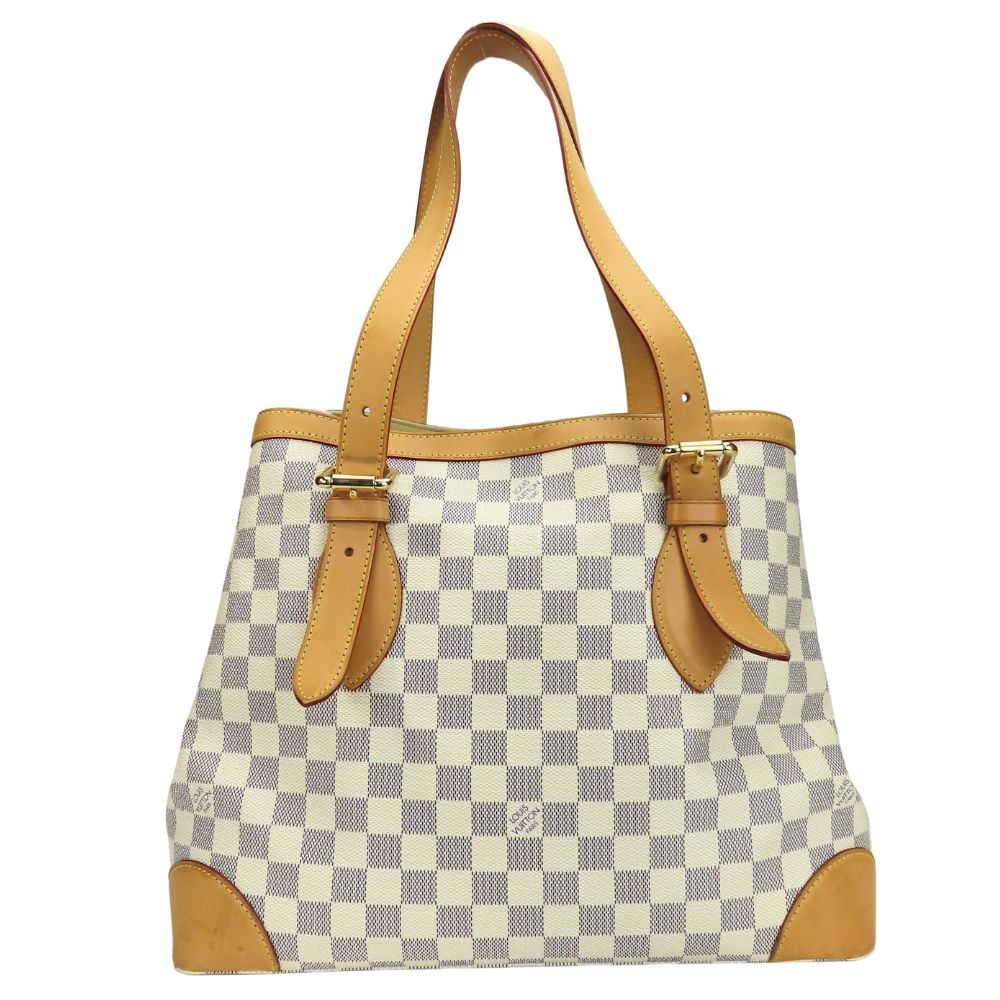 LOUIS VUITTON Tote Bag N51206 Damier Azur, Tanned Leather white HamsteadMM Women
