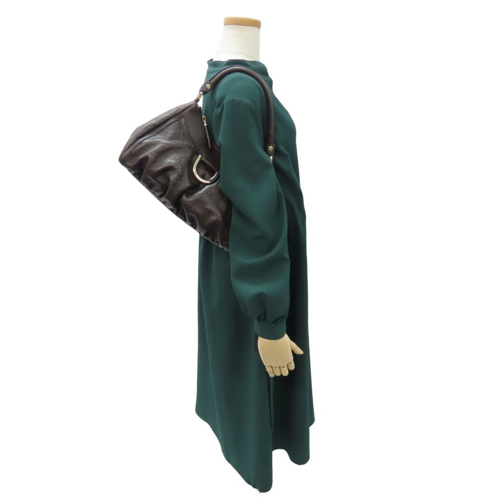 GUCCI Handbag 190525 Sima leather Dark brown Abbey Women