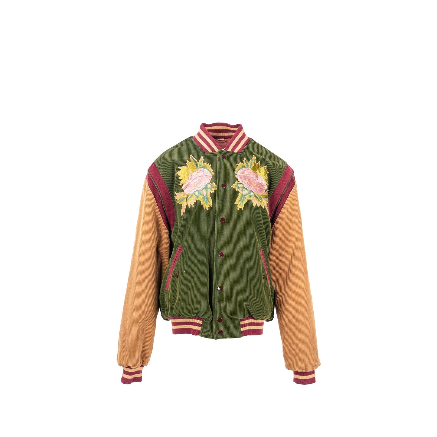 GUCCI Size 48 Embroidered Corduroy ?Modern Future? Bomber Jacket Cotton Multicolour