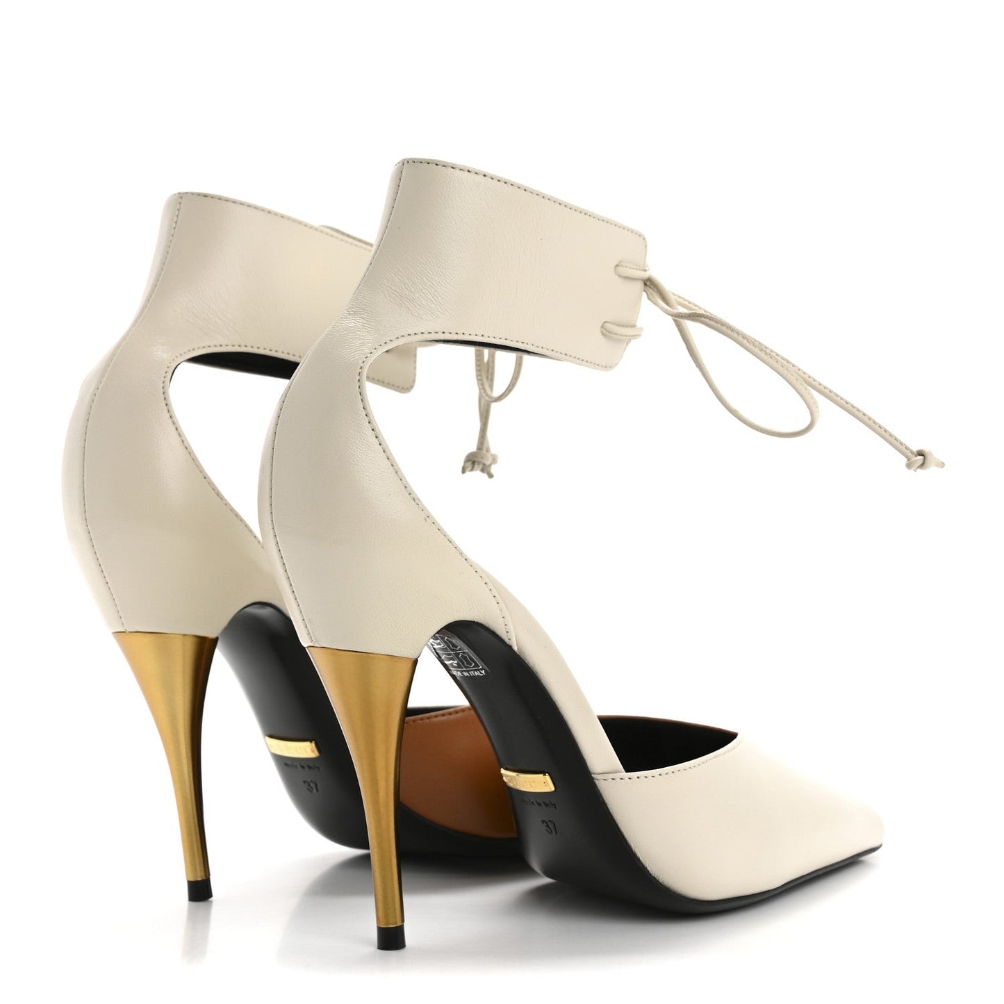 Gucci Soft Nappa Priscilla Ankle Cuff Pumps 37 Mystic White Harness Brown