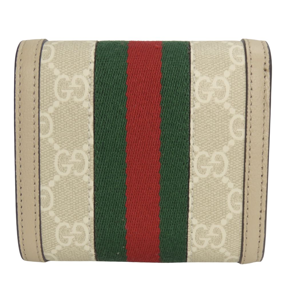 GUCCI Bifold Wallet 598662 GG Supreme canvas, leather Greige type Offidia GG Women