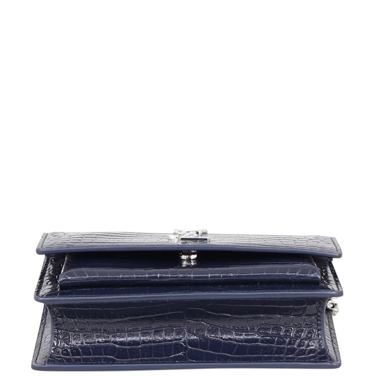 Saint Laurent Sunset Chain Wallet Croc-Embossed