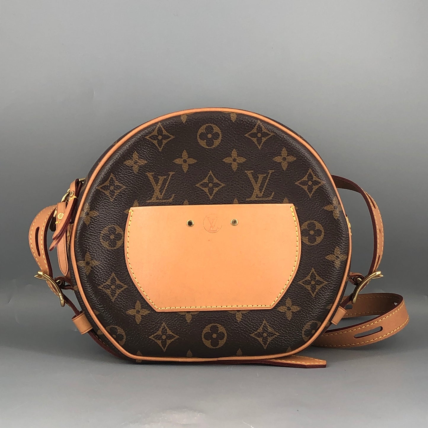 Louis Vuitton Monogram Canvas Boite Chapeau Souple Medium Round Crossbody Bag Brown