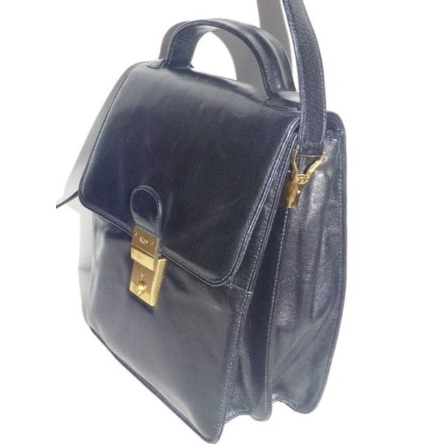 Gucci Padlock Bag Two Way Top Handle With Strap Black Leather Satchel