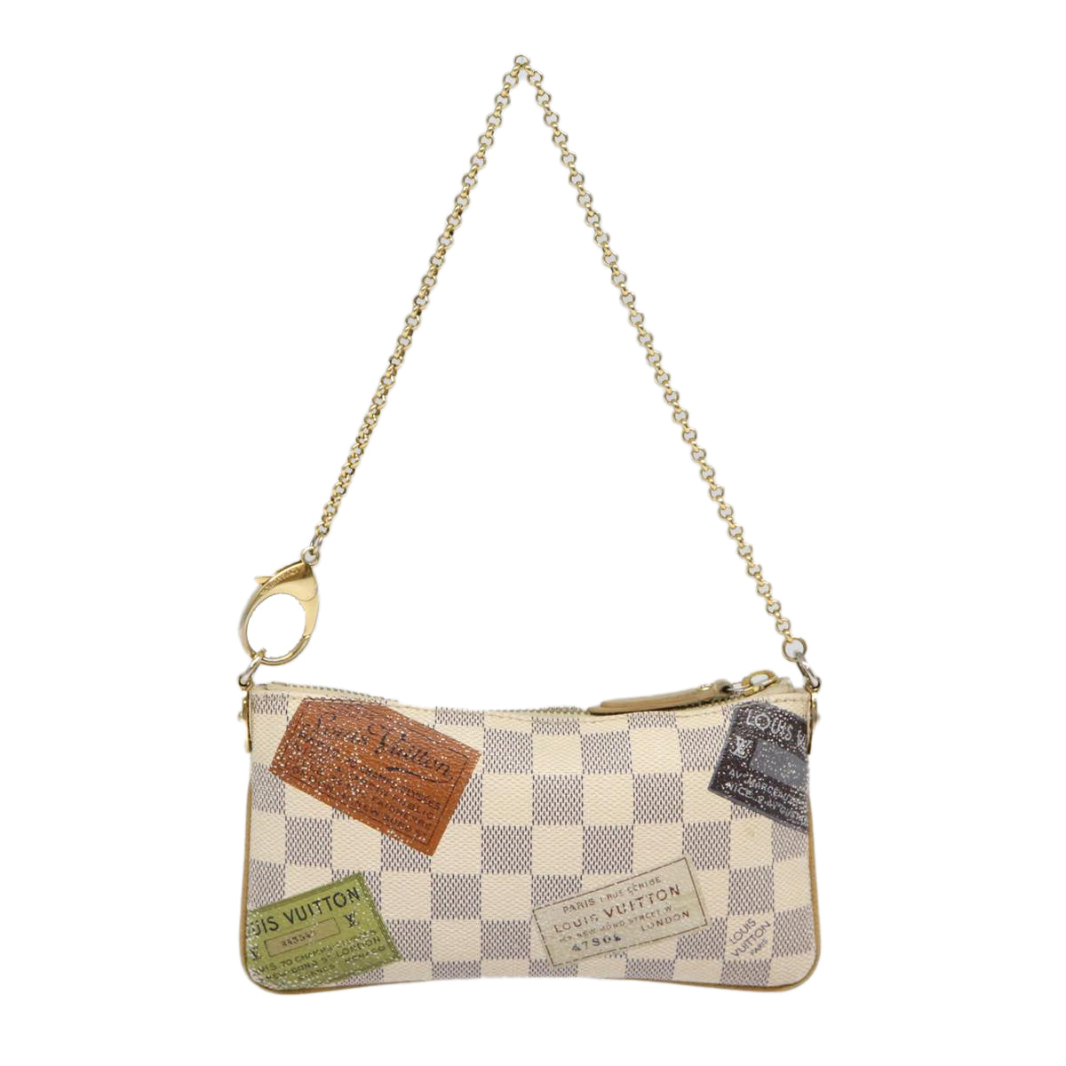 LOUIS VUITTON Damier Azur Pochette Mira MM Accessory Pouch N63078 LV Auth 85669