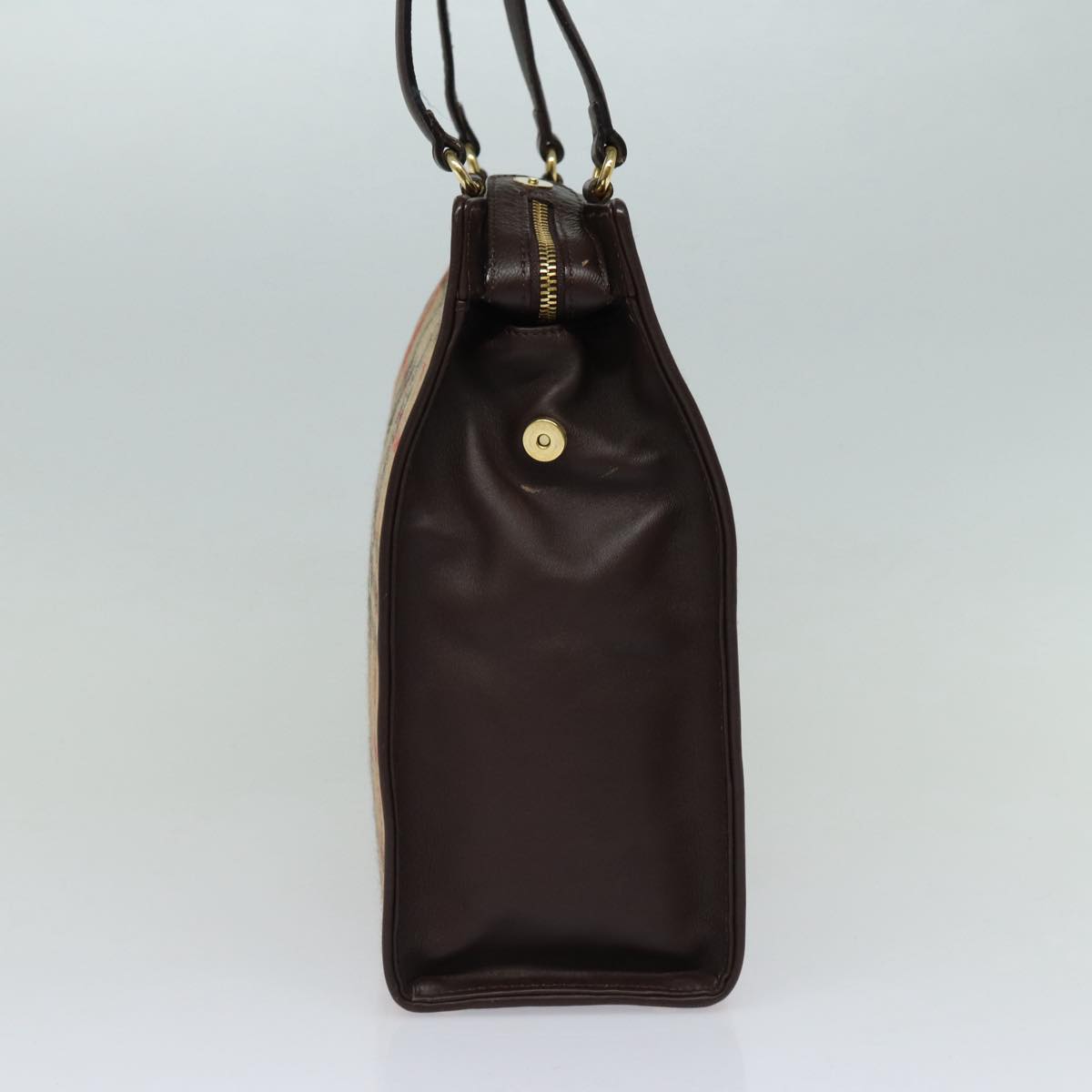 Luxury BurberrySs Nova Check Shoulder Bag Wool Beige Gold Auth 85746