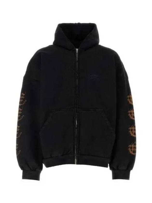 Luxury Balenciaga Trending 2026 Heavy Metal Oversized Zip-Up Hoodie Black