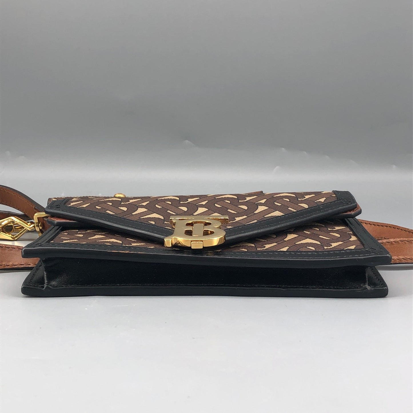 Burberry TB Monogram Canvas Waist Belt Fanny Pack Brown