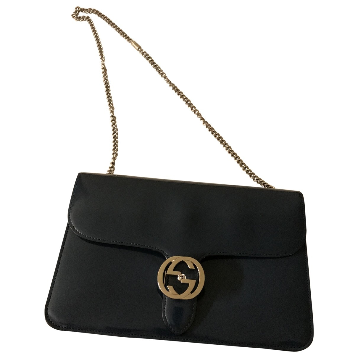 Gucci interlocking green patent leather handbag