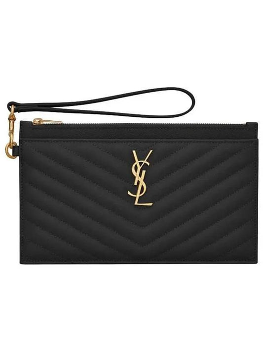 Luxury Saint Laurent Trending 2025 Cassandre Matelasse Large Zipped Clutch Bag Black