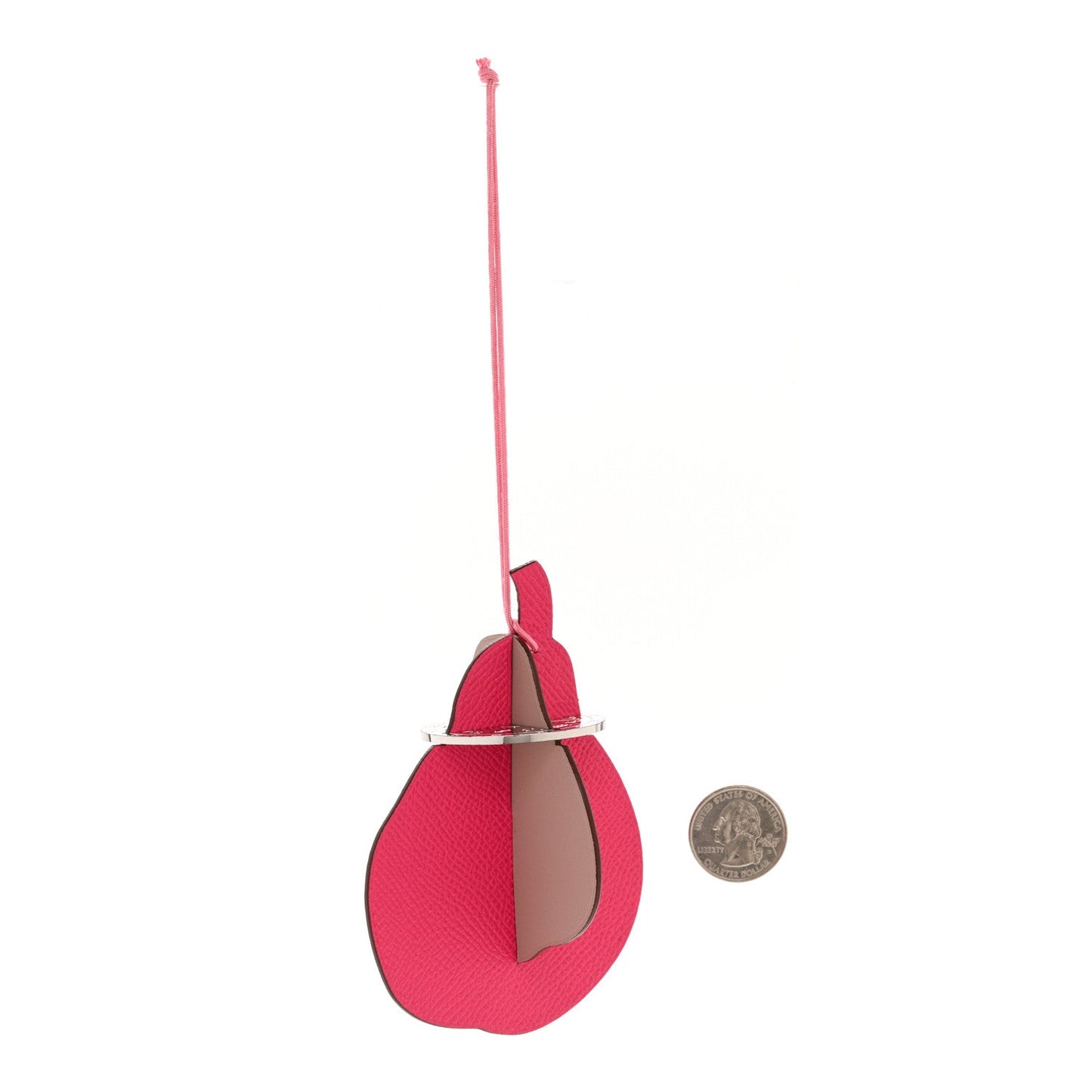 Hermes Epsom Swift Petit H Pear Bag Charm GM Rose Tyrien Argile