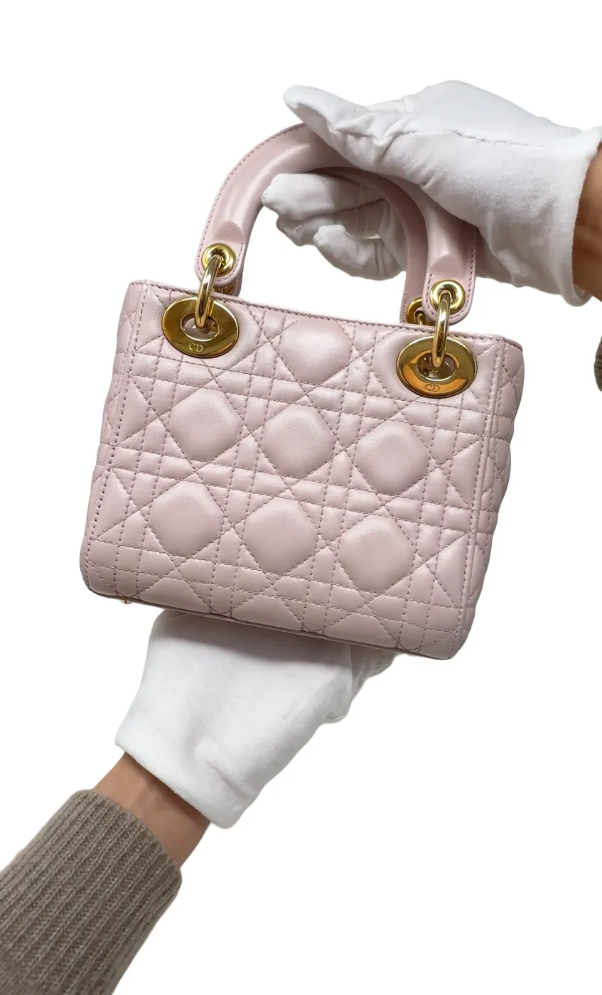Dior pearlescent pink small size lady dior B21-56