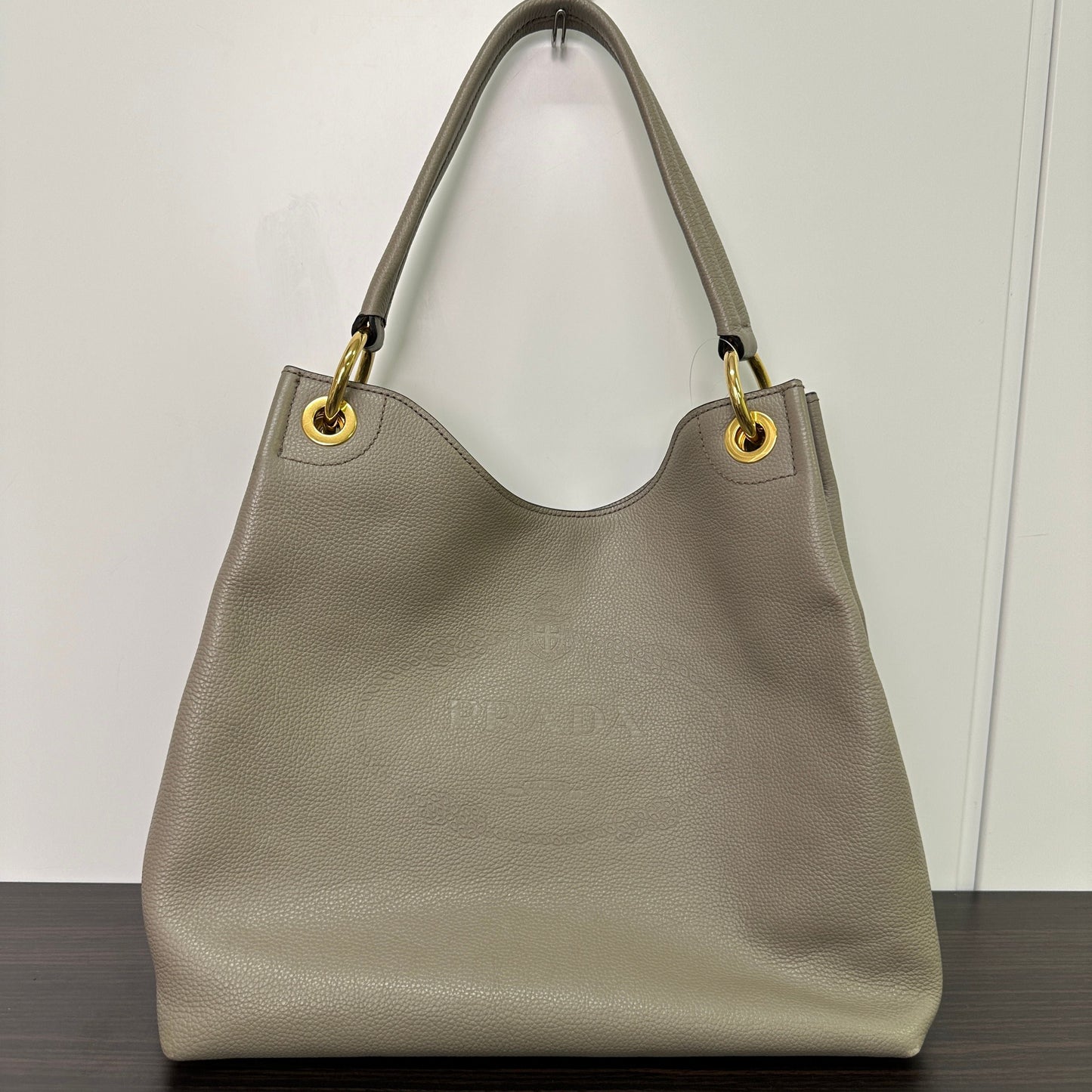 Prada | Bags | Prada Vitello Phenix Logo Hobo Taupe LB121102