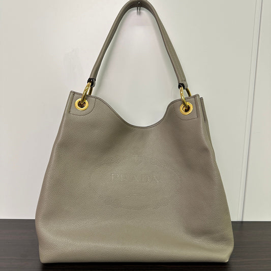 Prada | Bags | Prada Vitello Phenix Logo Hobo Taupe LB121102