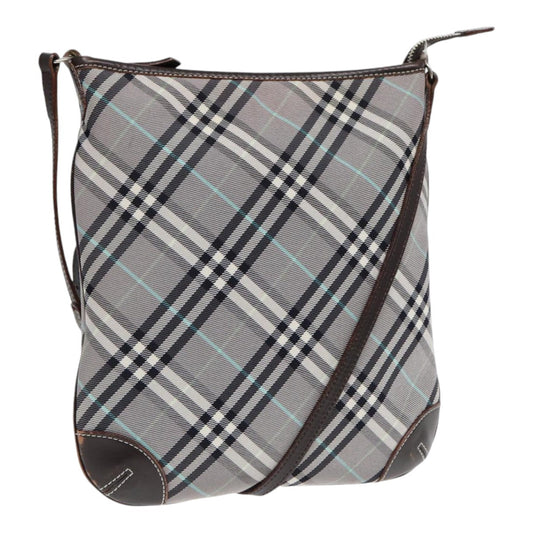 Luxury Burberry Nova Check Shoulder Bag Canvas Gray Silver Auth 86049