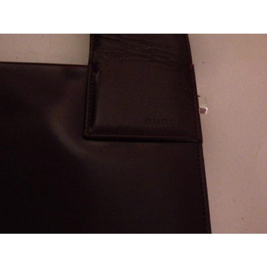 Gucci Vintage Glossy Brown Leather Shoulder Bag