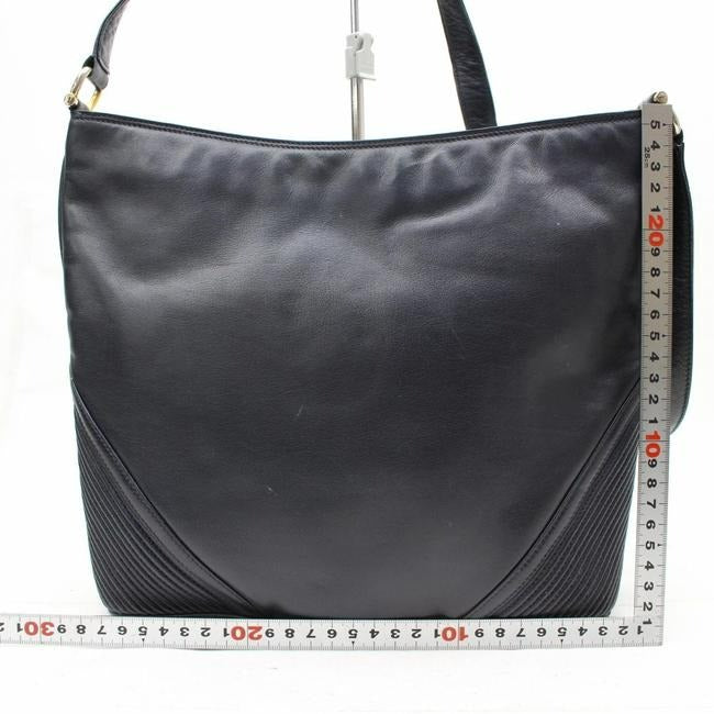 Gucci Vintage Navy Blue Leather With Dimensional Navy Diagonal Stripes Hobo Bag