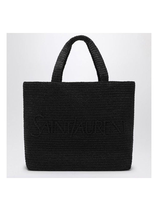 Luxury Saint Laurent Trending 2025 Women's Raffia Tote Bag in Black | 776763GAAEL