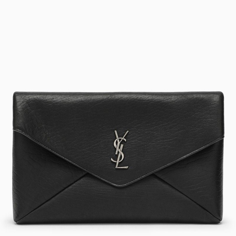 Luxury Saint Laurent Trending 2025 Men's Cassandre Large Envelope Clutch Bag With Logo in Black | 778181AACIA